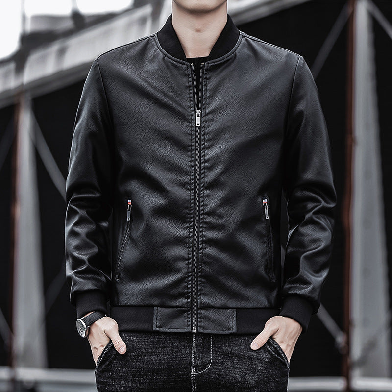 Autumn new men's leather jacket jacket middle-aged slim baseball clothing trend with casual jacket men's clothing